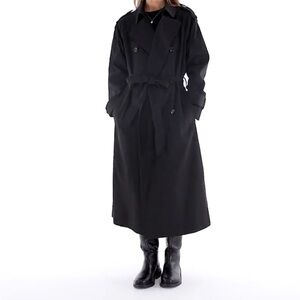 ASOS Black Outerwear Long Trench Coat with Belt Size M